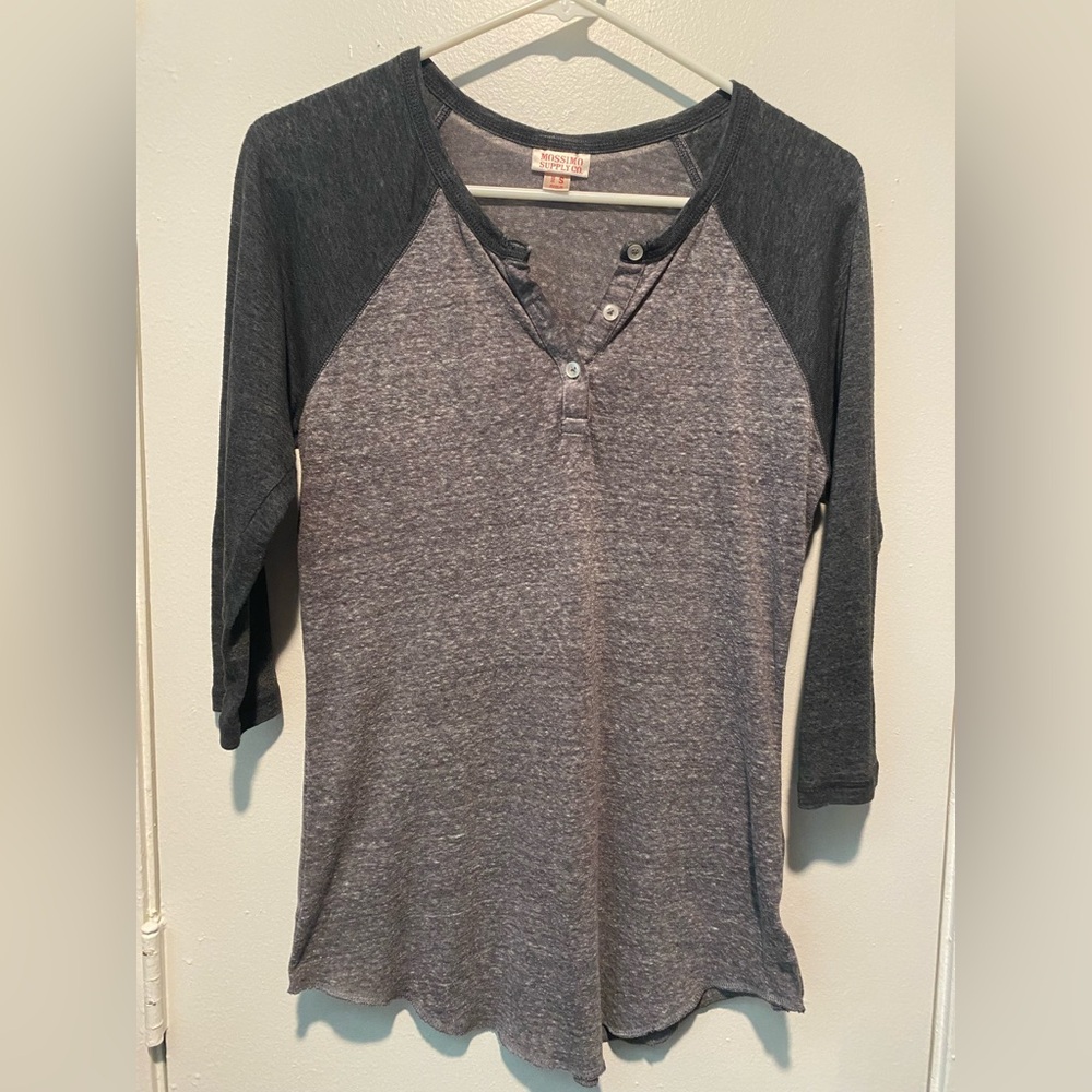 Mossimo Supply Co. Charcoal and Heather Gray Henley Top